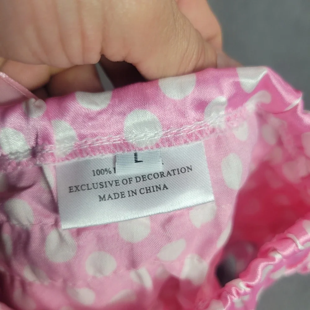 Pink Polka Dot Ruffle Bloomers Baby Toddler Diaper Cover Satin Bow Size L